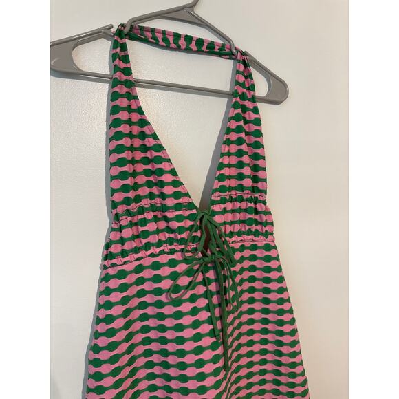 Zara green and pink halter dress women's large - Picture 2 of 4